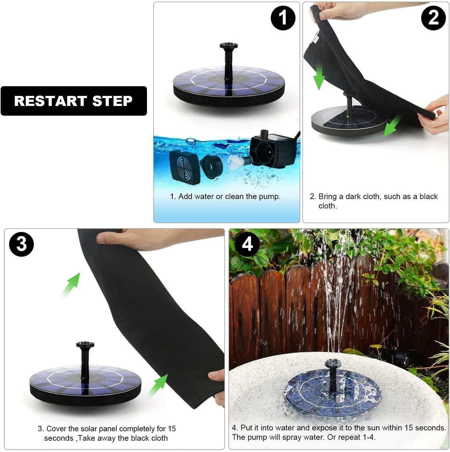 Fountain Solar Power Floating Water Pump for Pool Pond Garden and Patio Plants Round