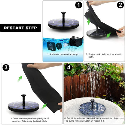 Fountain Solar Power Floating Water Pump for Pool Pond Garden and Patio Plants Round